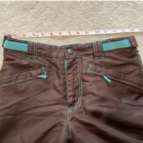 Cherokee snow ski pants adjustable waist brown with teal Size Large 10/12 - Picture 9 of 9
